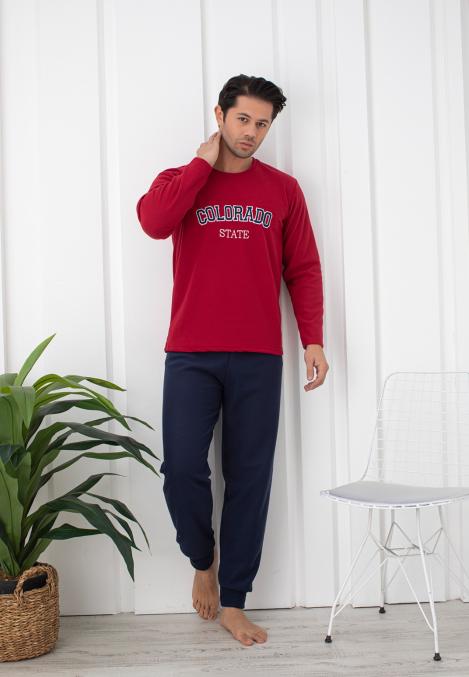 Pijama Barbat POLAR , Culoare Rosu ,Engros